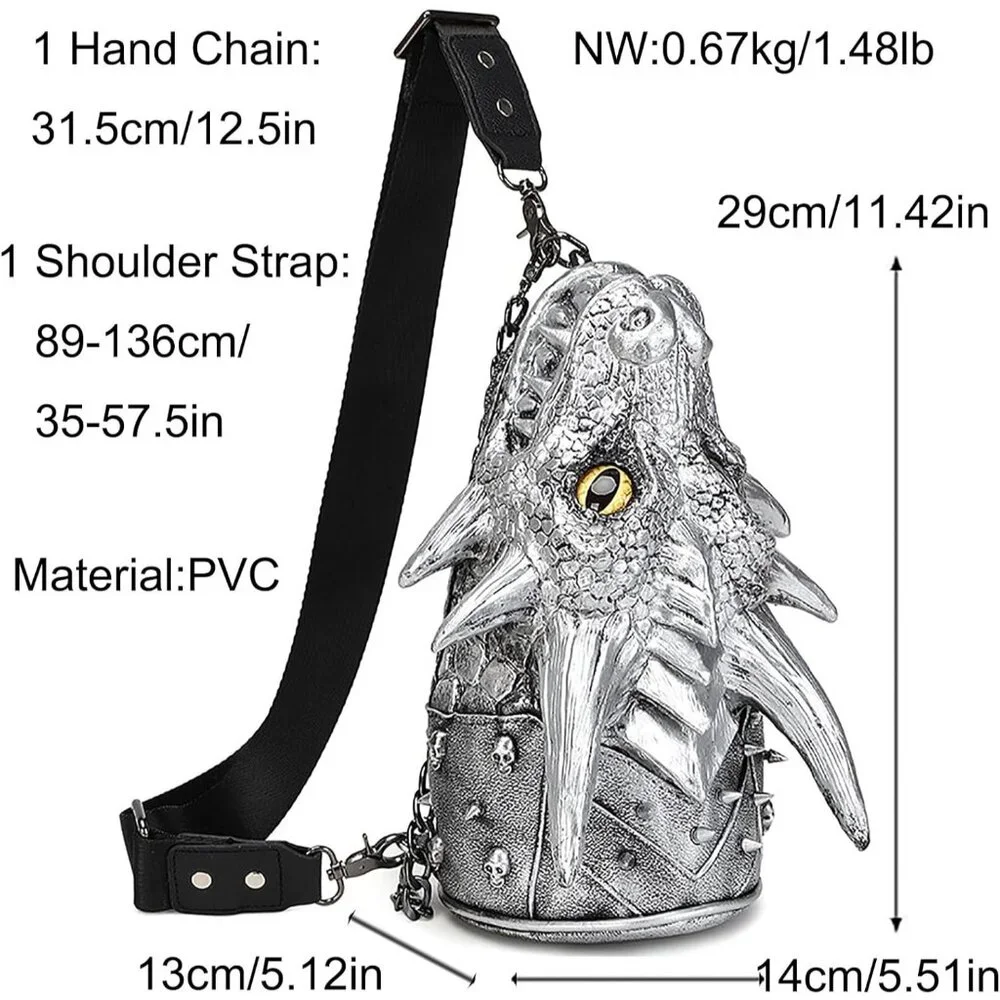 Unique PVC Dragon Head Crossbody Bag - Trendy Halloween Purse for Everyone